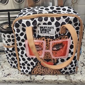 Leopard Print Cosmetic Bag - Black and Tan